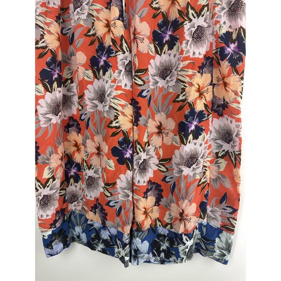 Johnny Was x Jade Silk Wide Leg Poonam Tropical Floral Crop Pants Sheer Size XL - Picture 6 of 14